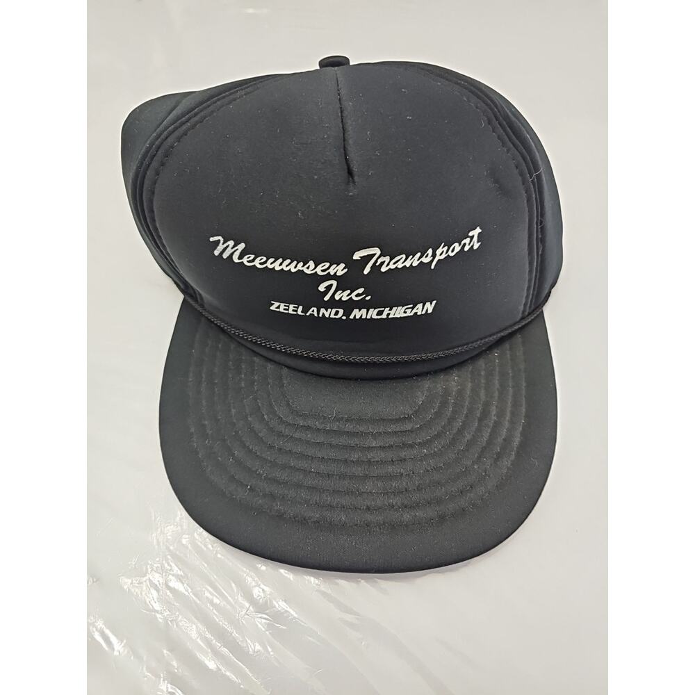 VINTAGE NISSIN Meeuwsen Transport Zeeland MI Hat Snapback Black Trucker Cap